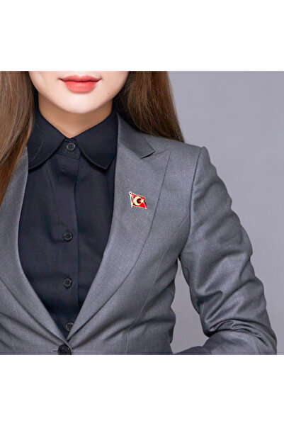 Zarif Türk Bayraklı Yaka Rozeti Şık Kutulu (b) Hd965