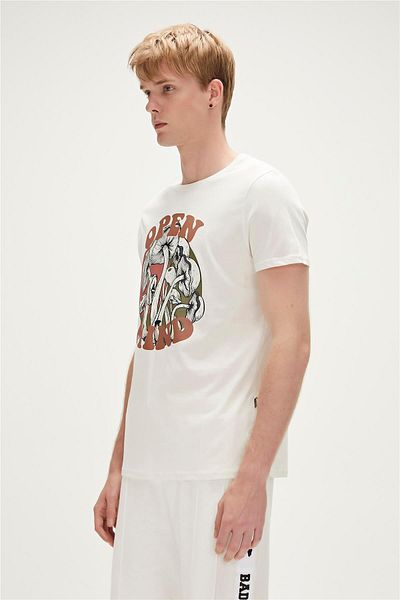 Bad Bear Open Mind T-shirt Marshmallow White Printed Men's T-Shirt