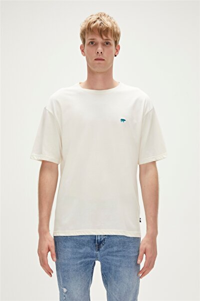 Bad Bear تي شيرت بريك تي شيرت مارشميلو أبيض كبير الحجم مطبوع أساسي