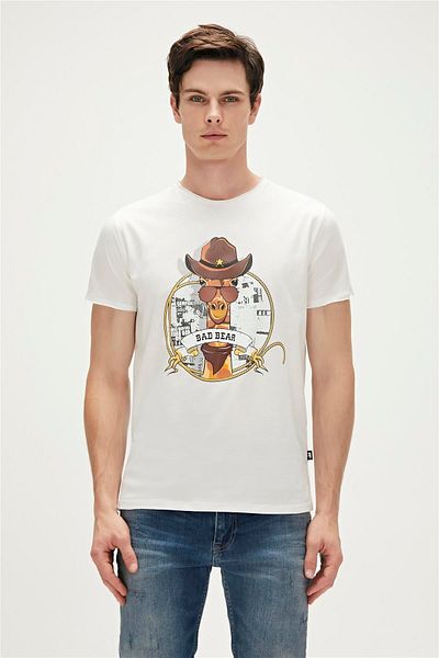 Bad Bear Giraffe T-shirt Off-white White Printed Men's T-Shirt