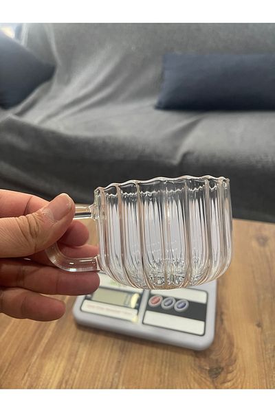 MİMOZA PARK 250 ML Heat Resistant Borosilicate Vertical Line Style Cup| Coffee and Presentation Glass 1 Piece