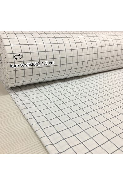 Renk Tekstil Γκρι καρό 100% βαμβακερό ύφασμα ποπλίνα (τετράγωνα 1,5 cm)