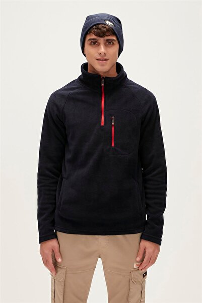 Bad Bear Husky Half-zip Navy Blue Half Zip Men's Fleece Sweatshirt