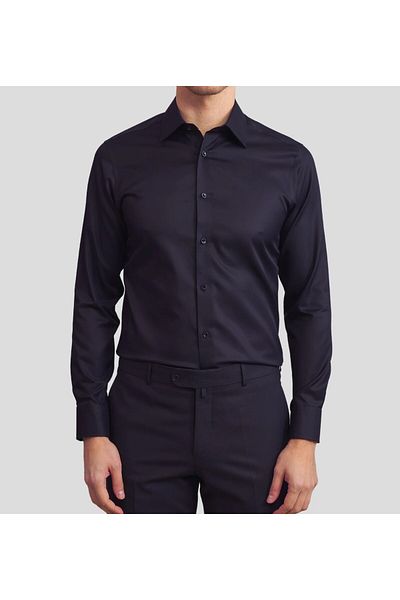 Daniel Bessi Long Sleeve Slim Fit 100% Cotton Twill Non-Iron Iron-Free Non-Wrinkle Basic Classic Men's Shirt