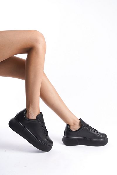 She WOMEN'S BLACK HIGH SOLE SPORTS SHOES SNEAKER