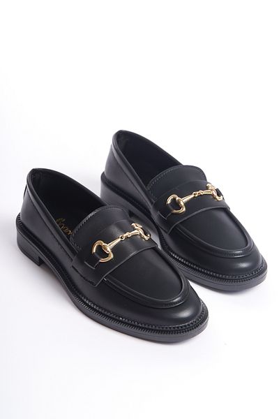 Moda Değirmeni Pantofi ocazional pentru femei cu piele neagră cu cataramă Bg1095-112-0006