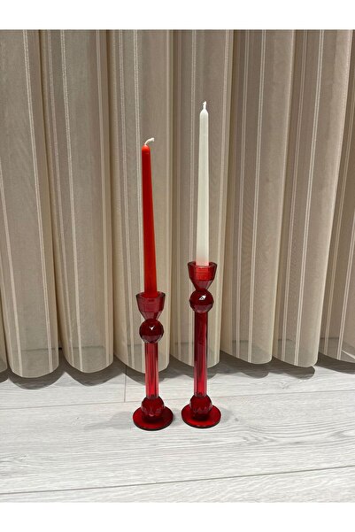 Gofre Home Özel Tasarım Konik 2'li Şamdan Mumu 25cm Dekoratif Mum Hediyelik E...