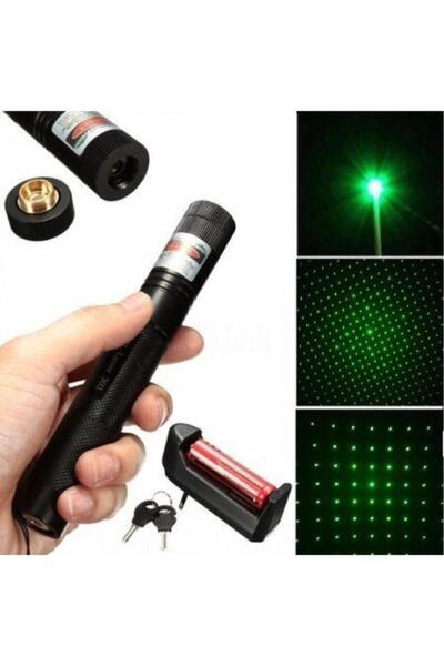 BLOMSTER Green Laser Pointer Şarjlı Güçlü Yeşil Lazer Metal Kasa