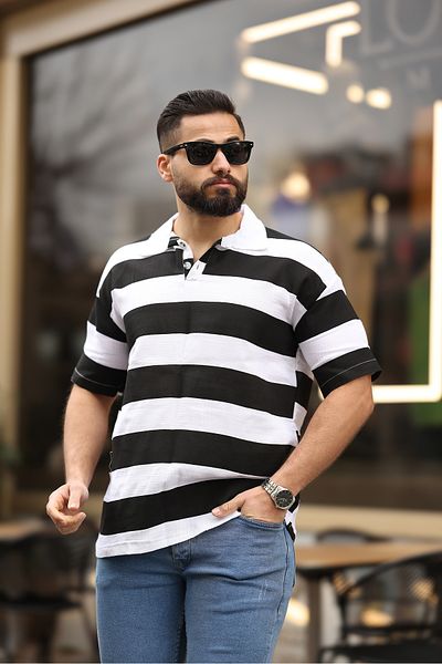 RHONES ΑΝΔΡΙΚΟ T-SHIRT POLO ΛΑΙΜΟΣ ΡΙΓΕΣ OVERSIZE