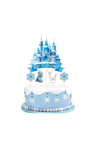 Big Party Kürdan Pasta Üstü Karlar Ülkesi Temalı 5li