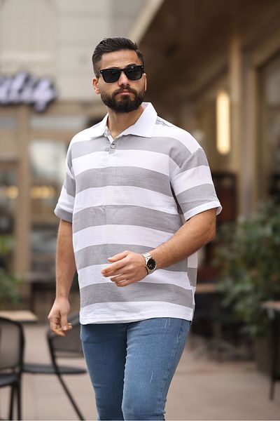 RHONES ΑΝΔΡΙΚΟ T-SHIRT POLO ΛΑΙΜΟΣ ΡΙΓΕΣ OVERSIZE