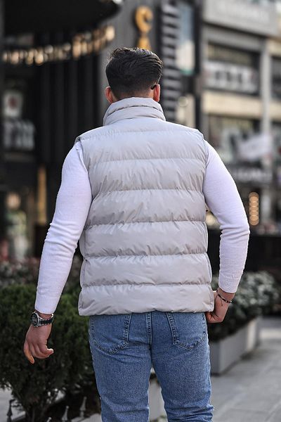 ByTrend Style Combination Long Zipper Pocket Cross Puffer Vest PLDP 2923