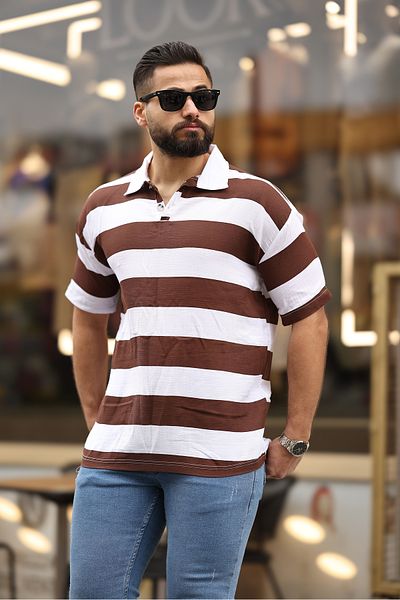 RHONES ΑΝΔΡΙΚΟ T-SHIRT POLO ΛΑΙΜΟΣ ΡΙΓΕΣ OVERSIZE