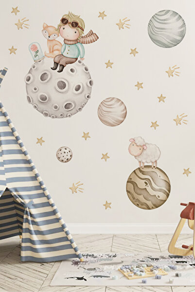 TUGİBU Çocuk Odası Duvar Sticker Seti, Küçük Prens Boho Temalı