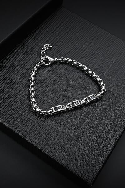 FRNCH 316L Çelik İtalyan Model Zirkon Taşlı Gümüş Renk Erkek Bileklik FRJ1213...