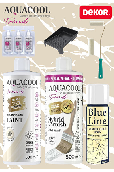 Aquacool Trend Aquacool 500 Ml Mermer Efekt Tezgah Boyama Seti Akrilik Boya K...