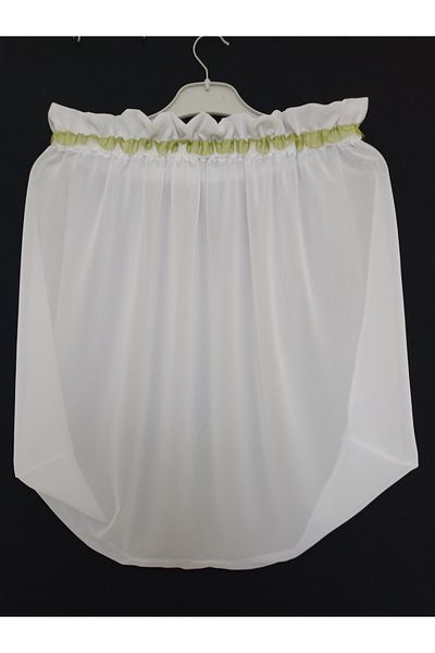 KobalBusiness Lattice tulle -White multi chiffon pistachio green organza ribbon detail 145 cm diameter chiffon tulle