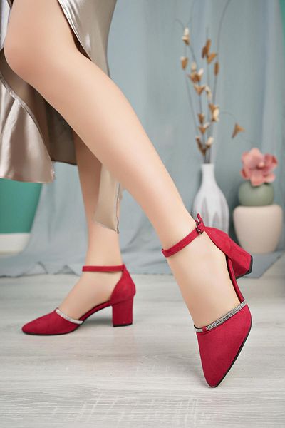 Tolgado Pietre de piele întoarsă rosie de 5 cm pentru femei New Classic