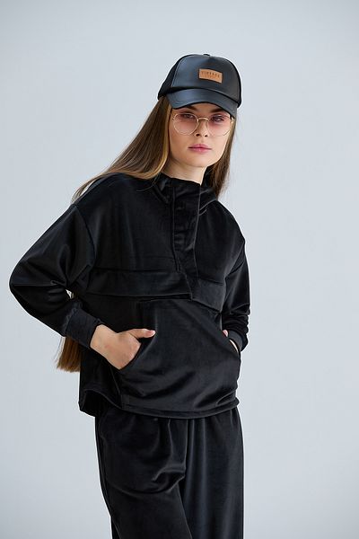 forte bella Black Hooded Women's Tracksuit Set