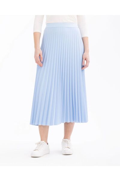 SEÇİL PLİSELİ  ETEK MAVİ-Mavi - 42