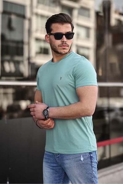 COMBİNE MİCHAİL Ανδρικό μπλουζάκι από 100% βαμβακερό αναπνεύσιμο λαιμόκοψη με κανονική εφαρμογή