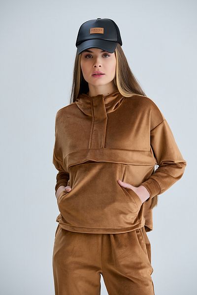 forte bella Brown Hooded Women's Tracksuit Set