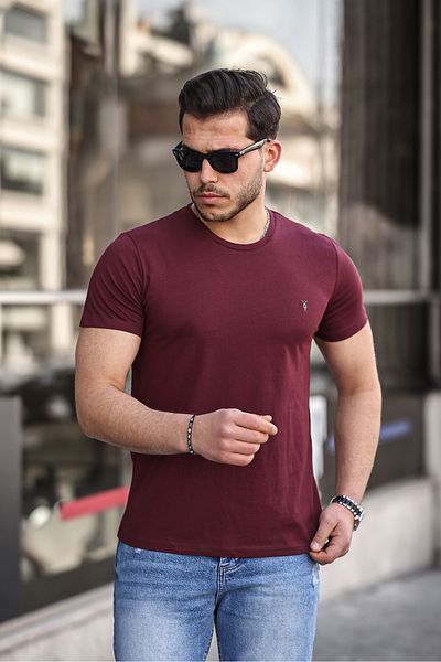 COMBİNE MİCHAİL Ανδρικό μπλουζάκι από 100% βαμβακερό αναπνεύσιμο λαιμόκοψη με κανονική εφαρμογή