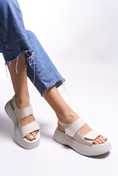 Riccon Olnesari dámské sandály0012804 Béžová kůže