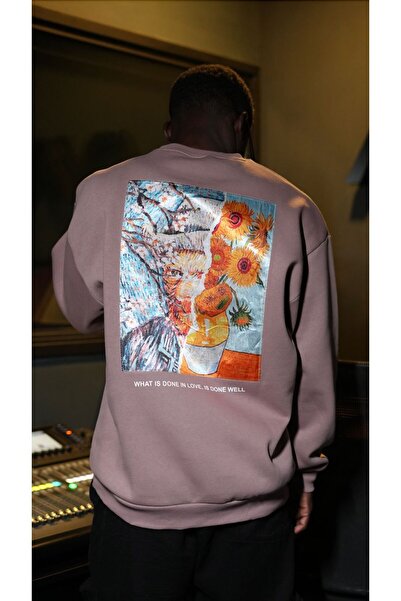 Track Wear Özel Tasarım Oversize Van Gogh Baskılı Unisex Sweatshirt