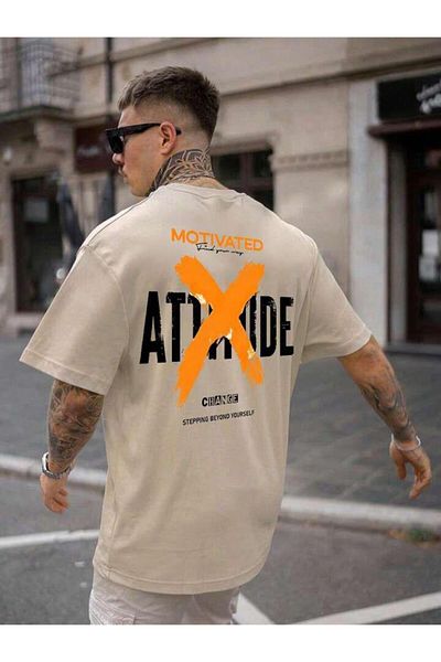 AFROGİYİM Μπλουζάκι Unisex Motivated Attitude X Back Printed Oversize