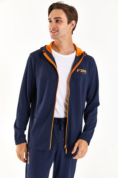 U.S. Polo Assn. Cardigan pentru bărbați cu glugă cu imprimeu LANDA USPA
