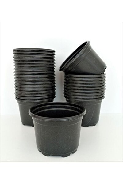 Bitkim Sende Katı Plastik Çiçek Saksısı 5 Adet (14'Lük) Üretim Saksısı Siyah