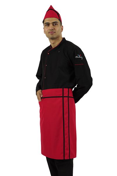 SEZA TEKSTİL Ribbed Waist Apron Chef Waiter Chef Barista Cafe Apron Kitchen Apron with Pockets (Alpaca Fabric)