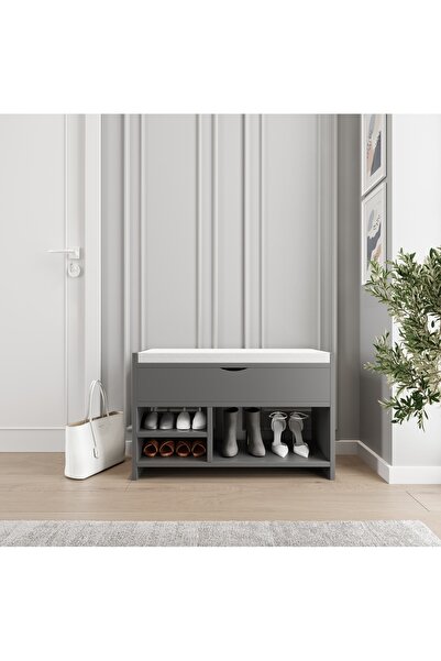 şirinev mobilya Ayakkabılık Antrasit Puf Sandıklı