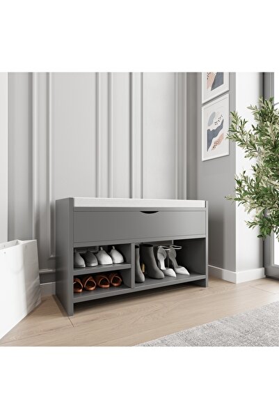 şirinev mobilya Ayakkabılık Antrasit Puf Sandıklı