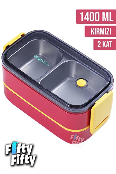 Vagonlife 1400 ML İki Kat Üç Bölme Paslanmaz Çelik Bento Lunch Box Yeni Nesil...
