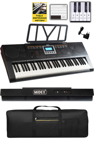 Midex Ps-3500 Tuş Hassasiyetli Org 61 Tuşlu Org 5 Oktav (ÇANTA NOTA STANDI ADAPTÖR METOD)