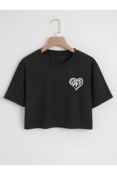 Ginevra Tricou de damă oversize cu decolteu turn cu imprimeu Love