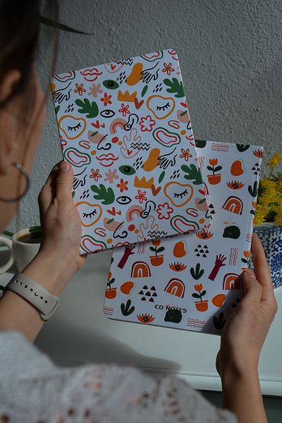 CoNotes A5 (15X21Cm) - Set of 2 Hard Cover Thread Stitching Checked Notebook