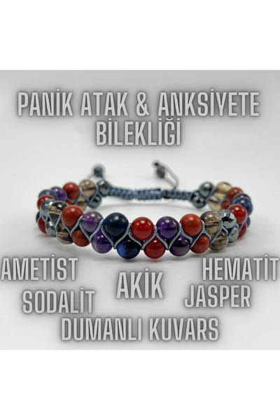 YILDIZ DOĞAL TAŞ Sertifikalı Panikatak Anksiyete Doğal Taş Bileklik Sodalit A...