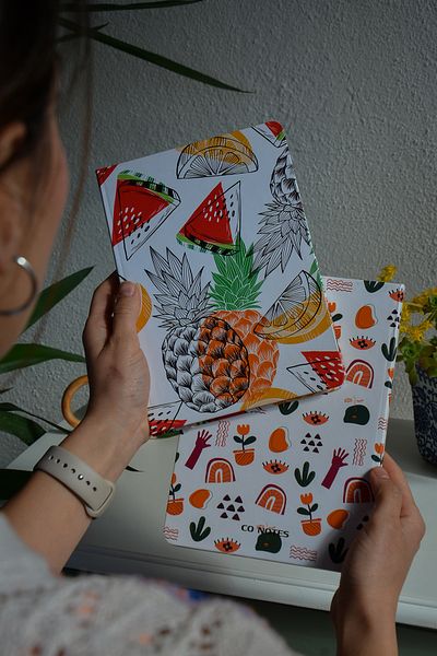 CoNotes Set of 7 A5 (15X21Cm) Hard Cover Thread Stitching Checked Notebook