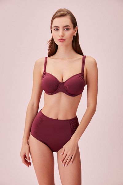 SUWEN Plissierte Bikinihose mit hoher Taille