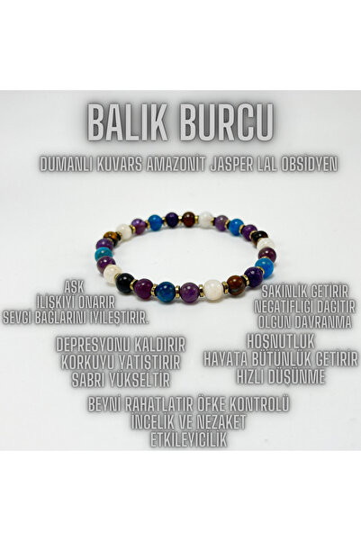 YILDIZ DOĞAL TAŞ SERTİFİKALI BALIK BURCU DOĞAL TAŞ BİLEKLİK 6mm