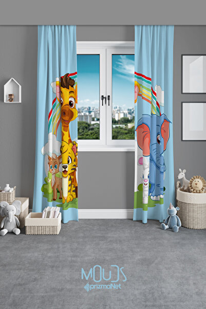 Moud's Дитячі штори з малюнком тварин для дитячої кімнати та кімнати немовлят...