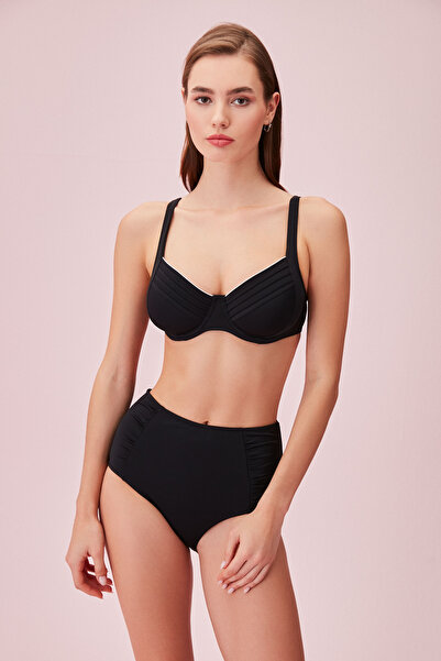 SUWEN Yüksek Bel Pileli Bikini Alt