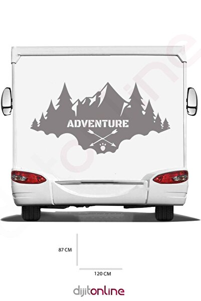 Karavan Dağ ve Orman Sticker - Karavan Macera Sticker - 120x87 Cm