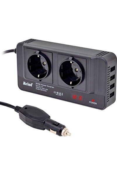 Powermaster PM-19827 200 Watt 12 Volt 4 Usb'li Dıgıtal Çakmaktan Power Inverter