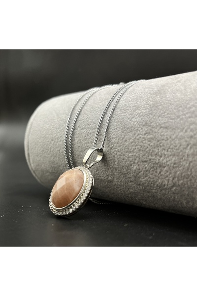 YILDIZ DOĞAL TAŞ Sertifikalı Güneş Taşı Doğal Taş Kolye (KARARMAMA GARANTİLİ)