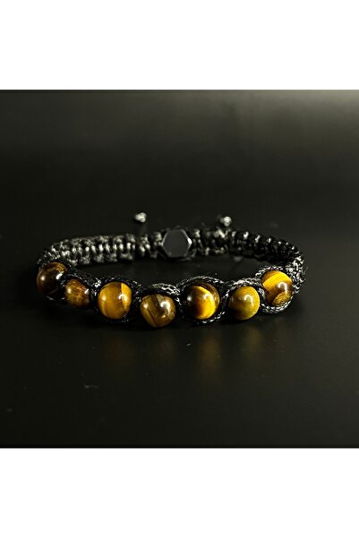 CERTIFIED TIGER EYE NATURAL STONE LEATHER BRACELET