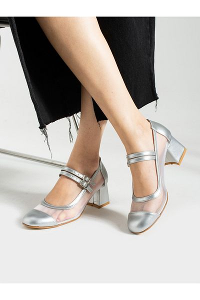 Alemdar Shoes Pantofi de damă cu toc argintiu CASEY